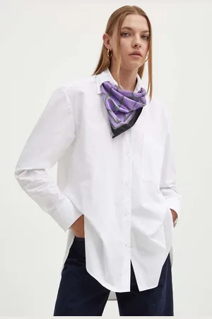 HUGO BOSS Koszula bawełniana damska kolor relaxed z kołnierzykiem klasycznym 50518003