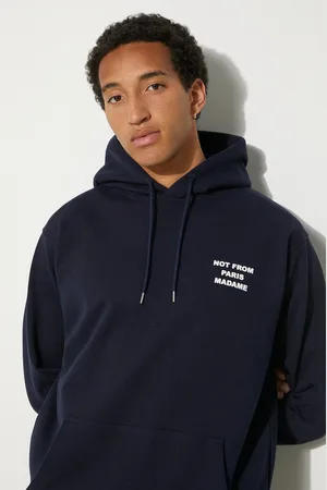 Drôle de Monsieur Bluza bawełniana Le Hoodie Slogan męska kolor z kapturem z nadrukiem PERM-HO162-CO127-NY