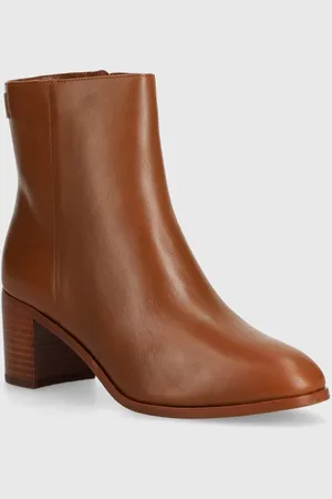 Ralph Lauren Botki skórzane Cassie damskie kolor na słupku 802937813002