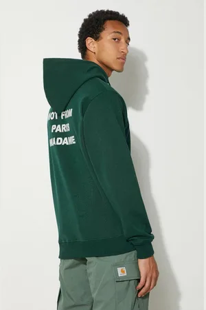 Drôle de Monsieur Bluza bawełniana Le Hoodie Slogan męska kolor z kapturem z nadrukiem PERM-HO162-CO127-DGN