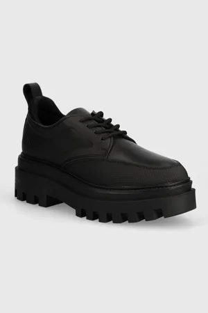 Calvin Klein Półbuty FLATFORM LACEUP DERBY MG MTL damskie kolor na platformie YW0YW01502