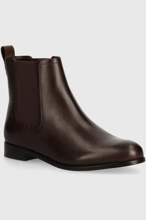 Ralph Lauren Sztyblety skórzane Brylee damskie kolor na płaskim obcasie 802908354004