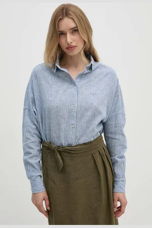 Pepe Jeans Koszula lniana MARCEL kolor relaxed z kołnierzykiem klasycznym PL304870