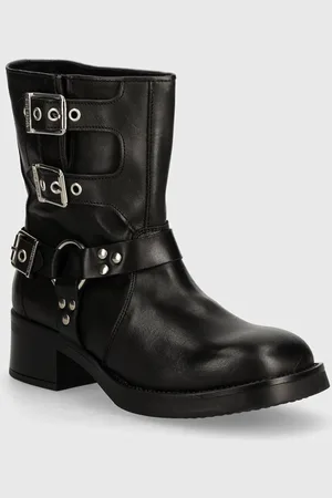 Steve Madden Botki skórzane Becase damskie kolor na płaskim obcasie SM11003095