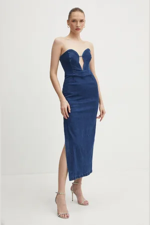 Bardot Sukienka jeansowa ELENI kolor maxi dopasowana 91391DB