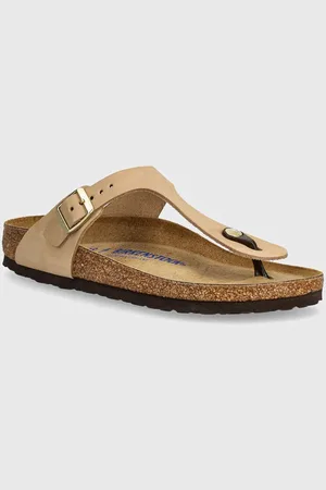 Birkenstock Japonki nubukowe Gizeh SFB kolor na płaskim obcasie 1019014