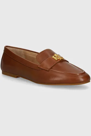 Ralph Lauren Mokasyny skórzane Averi III damskie kolor na płaskim obcasie 802946808002