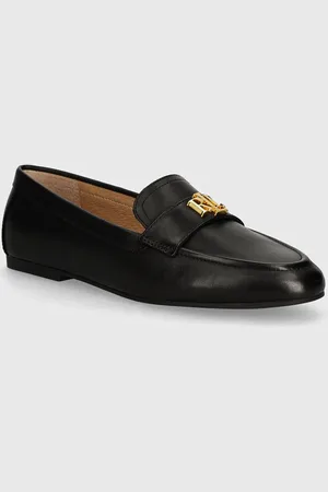 Ralph Lauren Mokasyny skórzane Averi III damskie kolor na płaskim obcasie 802946808001