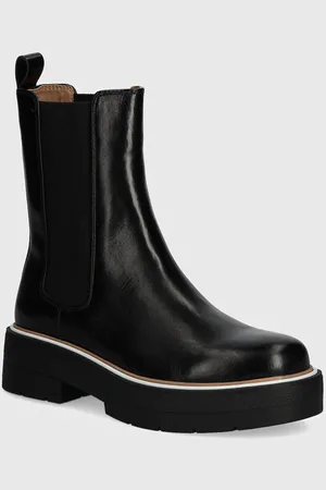 HUGO BOSS Sztyblety skórzane Rebby damskie kolor na platformie 50523611