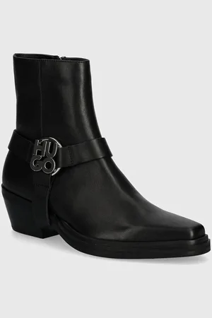 HUGO BOSS Botki skórzane Kody damskie kolor na słupku 50513527