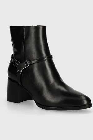 Calvin Klein Botki skórzane ANKLE BOOT 55 W/HW LTH damskie kolor na słupku HW0HW02095