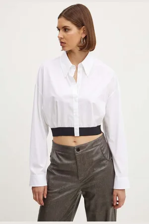HUGO BOSS Koszula bawełniana damska kolor relaxed z kołnierzykiem klasycznym 50518040