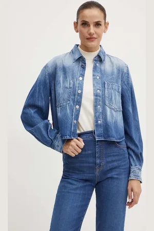 HUGO BOSS Koszula jeansowa damska kolor relaxed z kołnierzykiem klasycznym 50518242