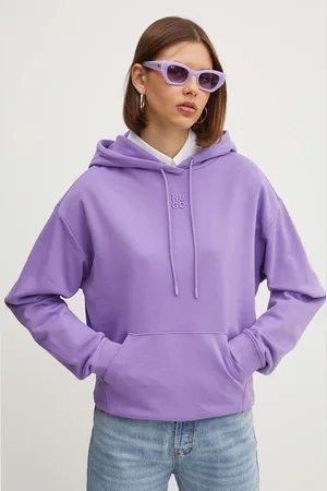 HUGO BOSS Bluza bawełniana damska kolor z kapturem z aplikacją 50522423