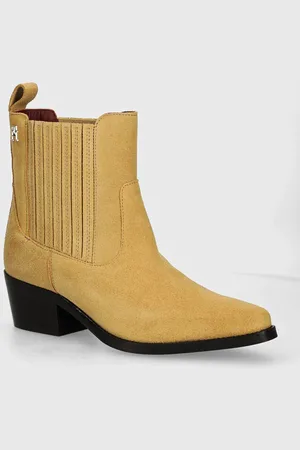 Tommy Hilfiger Sztyblety zamszowe TH SUEDE COWBOY BOOT damskie kolor na słupku FW0FW08034