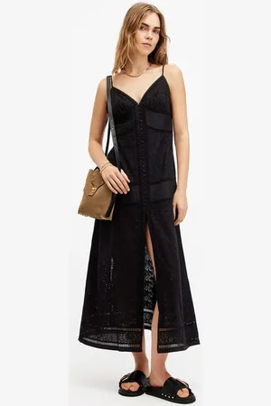 AllSaints Sukienka DAHLIA EMB DRESS kolor maxi prosta W083DA