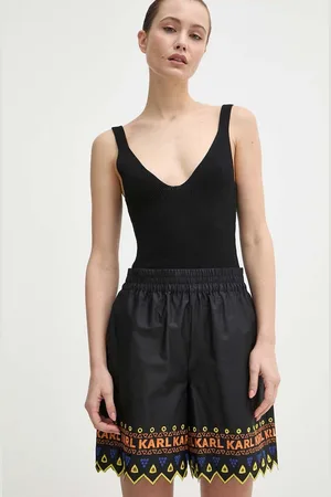 Karl Lagerfeld Szorty bawełniane kolor wzorzyste high waist