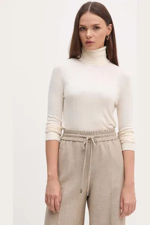 Ralph Lauren Sweter z domieszką jedwabiu kolor lekki z golfem 200940470