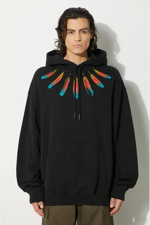 MARCELO BURLON Bluza bawełniana Collar Feathers Comfy Hoodie męska kolor z kapturem z nadrukiem CMBB106F24FLE0031084