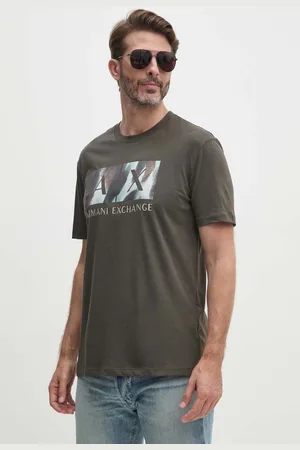 Armani Exchange T-shirt bawełniany męski kolor czarny z nadrukiem 6DZTHF ZJH4Z