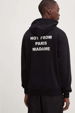 Drôle de Monsieur Bluza bawełniana Le Hoodie Slogan męska kolor z kapturem z nadrukiem PERM-HO162-CO127-BL