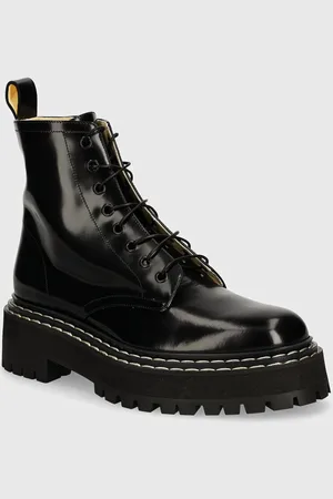 Proenza Schouler Workery skórzane Lug Sole damskie kolor na płaskim obcasie PS43102A