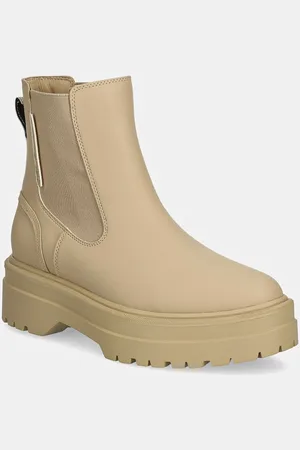 Tommy Hilfiger Sztyblety RUBBERISED CHELSEA TL damskie kolor na płaskim obcasie FW0FW08162