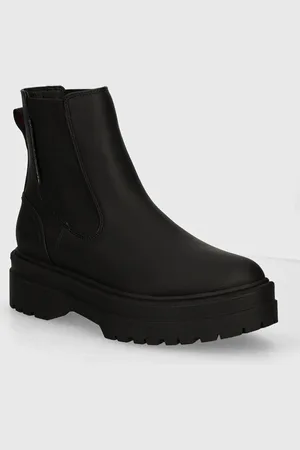 Tommy Hilfiger Sztyblety RUBBERISED CHELSEA TL damskie kolor na płaskim obcasie FW0FW08162