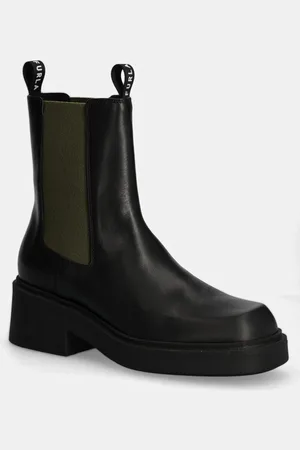 Furla Sztyblety skórzane College Chelsea Boot damskie kolor na płaskim obcasie YI49FCG BX1327 3526S