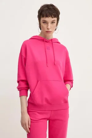 HUGO BOSS Bluza bawełniana damska kolor z kapturem z aplikacją 50522423