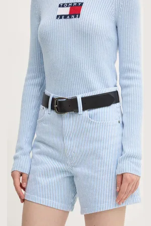 Abercrombie & Fitch Szorty jeansowe damskie kolor wzorzyste high waist KI149-4249
