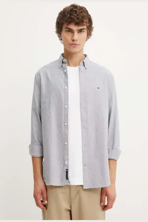 Tommy Hilfiger Koszula bawełniana męska kolor granatowy regular z kołnierzykiem button-down