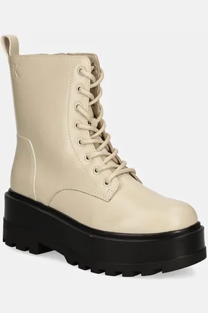 Calvin Klein Workery FLATFORM HIGH LACE UP MG DL damskie kolor na platformie YW0YW01535