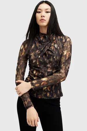 AllSaints Bluzka TIA MESH TOP damska kolor wzorzysta W126JB