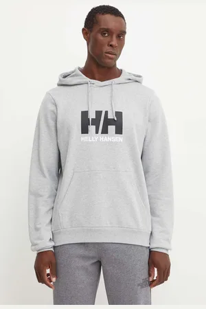 Helly Hansen Bluza bawełniana HH LOGO męska kolor z kapturem z nadrukiem 30394
