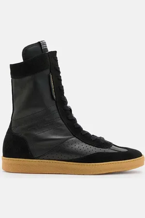 AllSaints Botki skórzane Louise High Top damskie kolor na płaskim obcasie W070FB