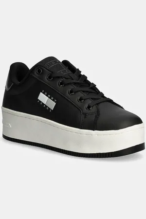 Tommy Hilfiger Sneakersy skórzane TJW FLATFORM SNEAKER METALLIC kolor EN0EN02711