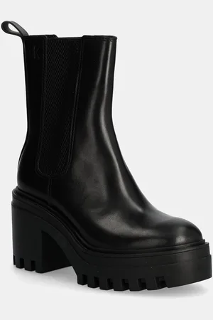 Calvin Klein Botki CHUNKY HEELED CHELSEA LTH damskie kolor na słupku YW0YW01547