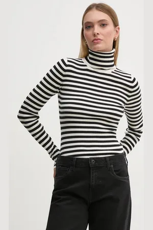 Calvin Klein Sweter damski kolor biały lekki z golfem J20J224225