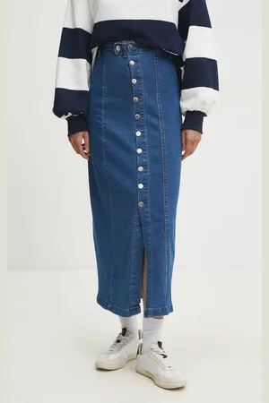 ANSWEAR Lab spódnica jeansowa kolor maxi prosta