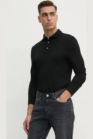 HUGO BOSS Longsleeve z domieszką wełny kolor gładki 50524320
