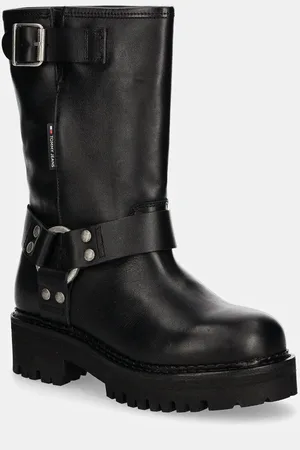 Tommy Hilfiger Botki skórzane TJW URBAN BIKER BOOT LEATHER damskie kolor na platformie EN0EN02728