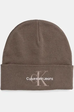 Calvin Klein Czapka bawełniana kolor szary z grubej dzianiny bawełniana K50K512460