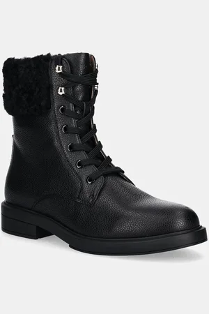 HUGO BOSS Botki Vanity damskie kolor na płaskim obcasie 50529369