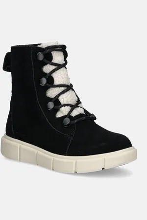 sorel Botki EXPLORER III JOAN damskie kolor na płaskim obcasie lekko ocieplone 2077981010