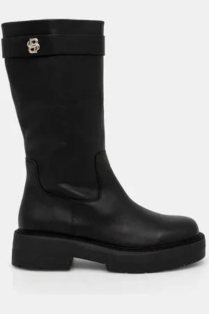 HUGO BOSS Kozaki skórzane Rebby damskie kolor na platformie 50529775
