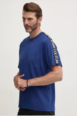 VERSACE T-shirt bawełniany męski kolor z aplikacją 77GAHC02 CJ01C