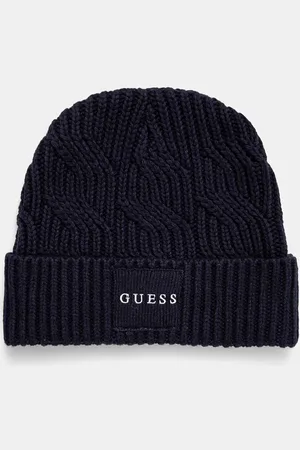 Guess Czapka z domieszką wełny CABLE BEANIE kolor z grubej dzianiny M4BZ10.Z3HD1