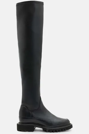 AllSaints Kozaki skórzane Leona Boot damskie kolor na płaskim obcasie W097FB