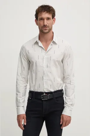 Armani Exchange Koszula bawełniana męska kolor slim z kołnierzykiem klasycznym 6DZC06 ZN5DZ